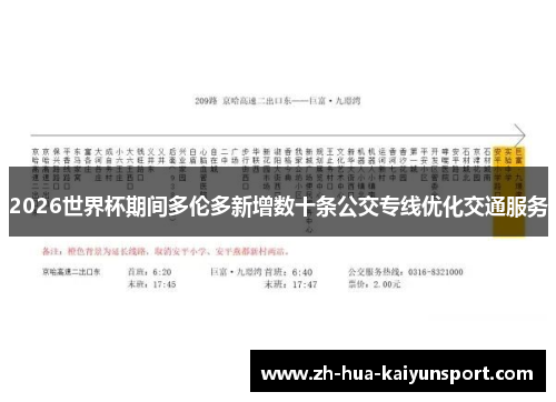 2026世界杯期间多伦多新增数十条公交专线优化交通服务